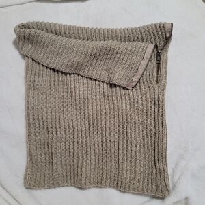 Tan Knit Crochet top Strapless Zip Osfm Sz S M Stretch Simply Noelle Layer Basic